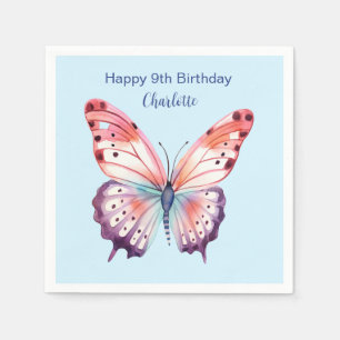 Watercolor Butterfly in Pink Purple and Blue Napkin