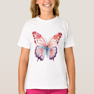 Watercolor Butterfly in Pink Purple and Blue T-Shirt