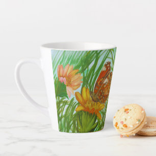 watercolor butterfly in the garden latte mug