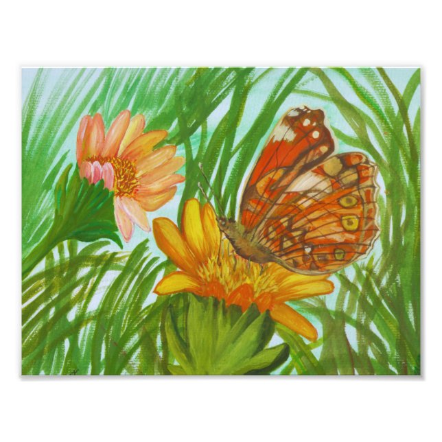 watercolor butterfly in the garden photo print (Front)