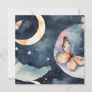 watercolor butterfly in the night sky invitation