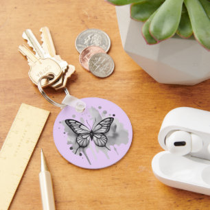 Watercolor Butterfly Key Ring
