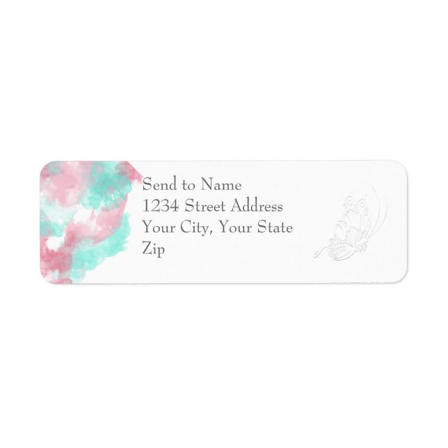 Watercolor Butterfly Minted Blush Wedding (Front)
