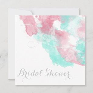 Watercolor Butterfly Minted Blush Wedding Invitation