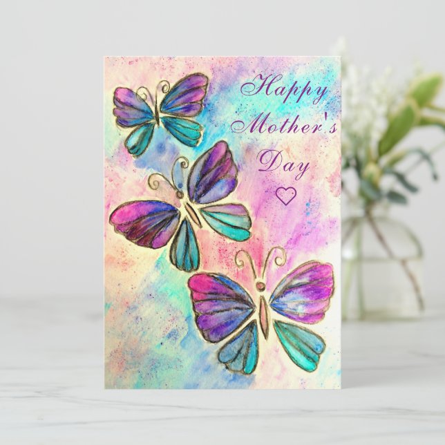 Watercolor Butterfly Mother's Day Card (Standing Front)