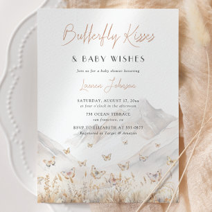 Watercolor Butterfly Mountain Baby Shower Invitation