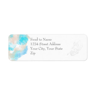 Watercolor Butterfly Ocean Shore Address label