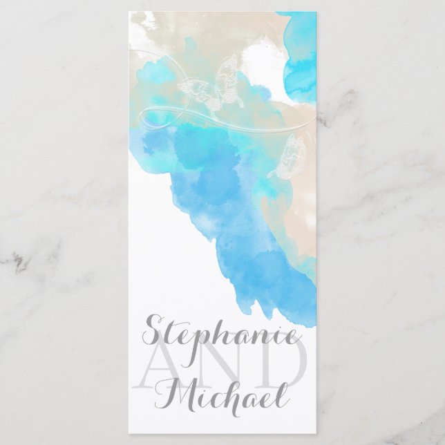 Watercolor Butterfly Ocean Shore  Program Rack Programme (Front)