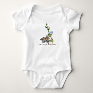 Watercolor butterfly on a chicory flower baby bodysuit