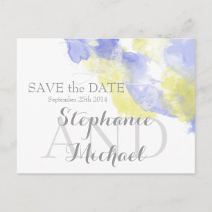 Watercolor Butterfly Periwinkle Lemon Save the Dat Announcement Postcard