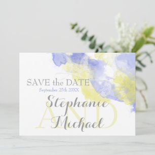 Watercolor Butterfly Periwinkle Lemon SavetheDate Save The Date