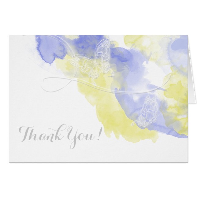Watercolor Butterfly Periwinkle Lemonade Thank You (Front Horizontal)