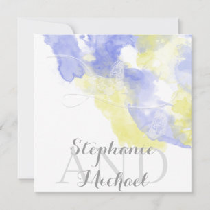 Watercolor Butterfly Periwinkle Lemonade Wedding I Invitation
