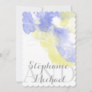 Watercolor Butterfly Periwinkle Wedding Invitation