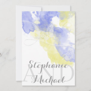Watercolor Butterfly Periwinkle Wedding Invitation