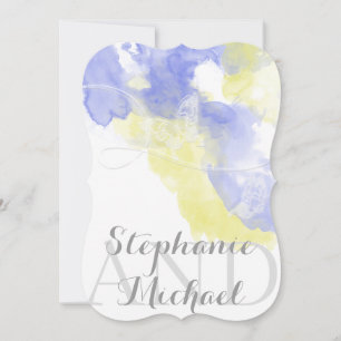 Watercolor Butterfly Periwinkle Wedding Invitation