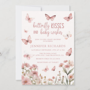 Watercolor Butterfly Pink Baby Girl Shower Invitation