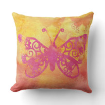 Watercolor Butterfly Pink Orange Yellow Handpaint