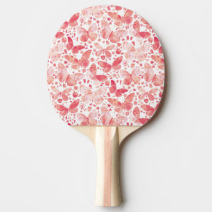 Watercolor Butterfly Pink Pattern Ping Pong Paddle