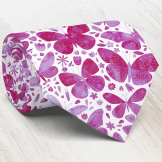 Watercolor Butterfly Pink Tie