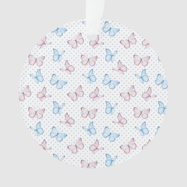 watercolor butterfly polka dot pattern ornament (Front)