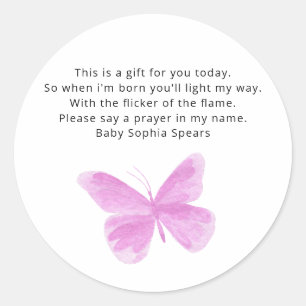 Watercolor Butterfly - Prayer Candle Label
