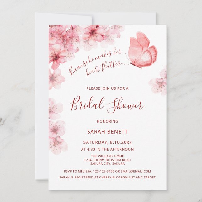 Watercolor Butterfly | QR Code Bridal Shower Invitation (Front)