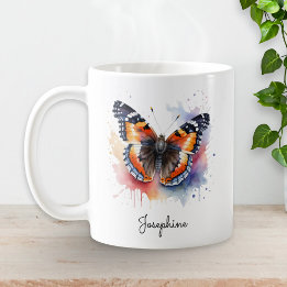 Watercolor Butterfly Red Admiral Personalised Mug