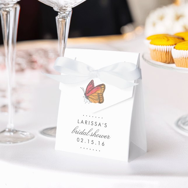Watercolor Butterfly Red Bridal Shower Favour Box (Creator Uploaded)