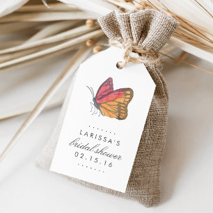 Watercolor Butterfly Red Bridal Shower Favour Gift Tags