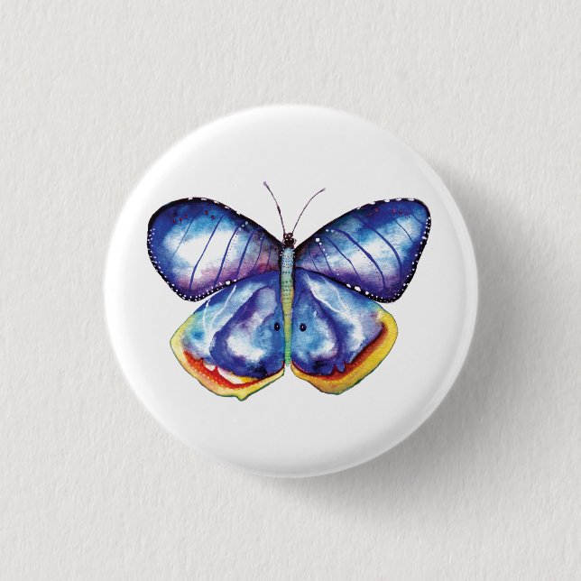 Watercolor Butterfly Round Badge (Front)