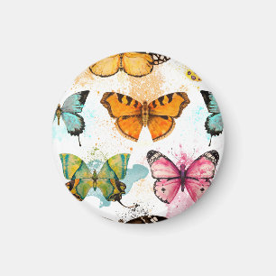 Watercolor Butterfly Seamless Delicate Pattern Magnet