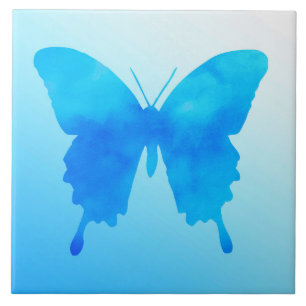Watercolor Butterfly - Shades of Sky Blue Tile