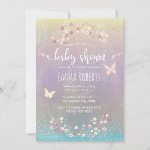 Watercolor Butterfly Spring Floral Baby Shower Invitation