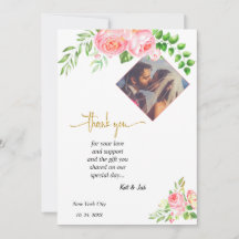 Watercolor Butterfly Spring Wedding Thank you CARD