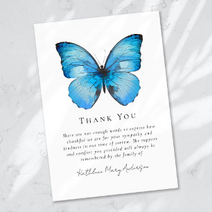Watercolor Butterfly Sympathy Funeral Thank You Card