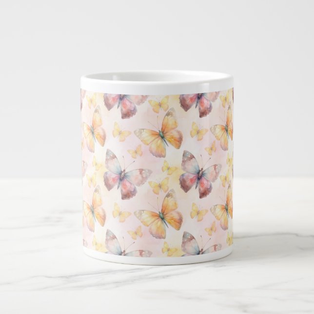 Watercolor Butterfly Whimsy Large Coffee Mug (Front)
