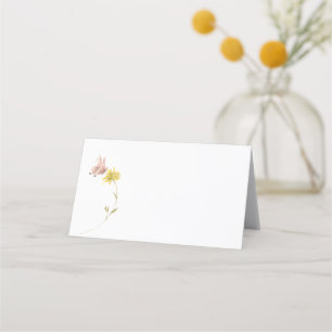 Watercolor Butterfly Wildflower Garden Floral Place Card