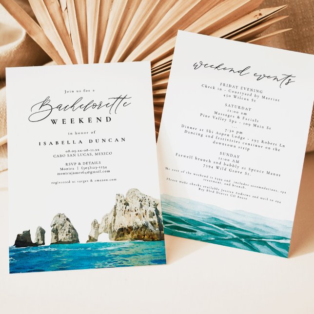 Watercolor Cabo San Lucas Mexico Tropical Beach Invitation (Creator Uploaded)