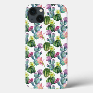 Watercolor Cacti Art Pattern iPhone 13 Case