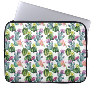 Watercolor Cacti Art Pattern Laptop Sleeve