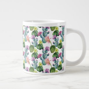 Watercolor Cacti Art Pattern Large Coffee Mug