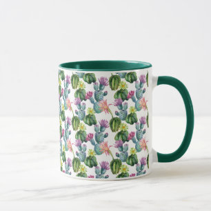 Watercolor Cacti Art Pattern Mug