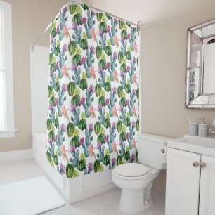 Watercolor Cacti Art Pattern Shower Curtain