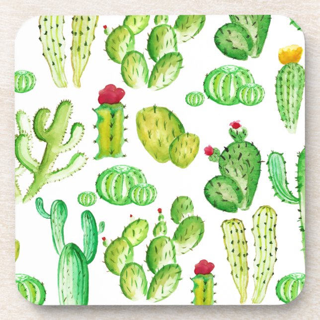 Watercolor Cacti Coaster (Front)