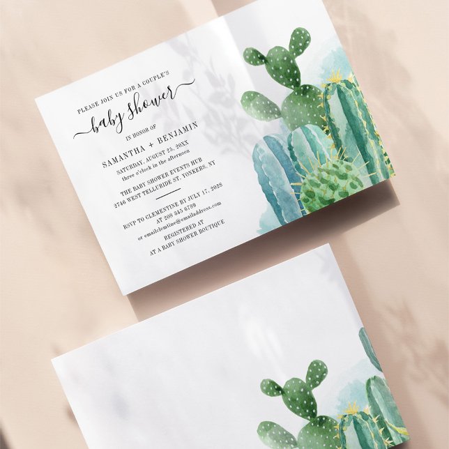 Watercolor Cacti Couples Baby Shower Invitation (Creator Uploaded)
