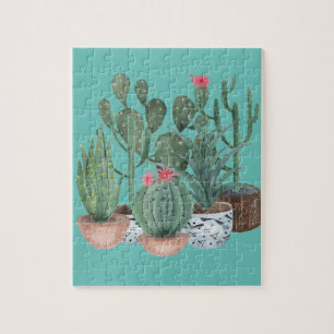 Watercolor cacti. jigsaw puzzle