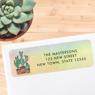 Watercolor Cacti return Address