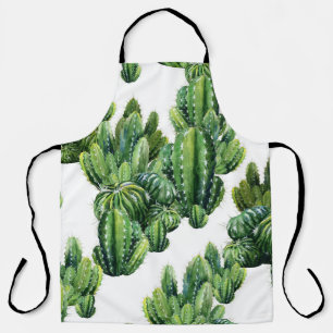 Watercolor Cacti Seamless Illustration Pattern Apron