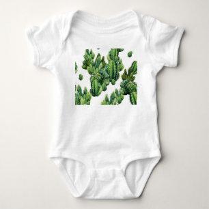Watercolor Cacti Seamless Illustration Pattern Baby Bodysuit